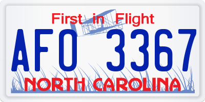 NC license plate AFO3367