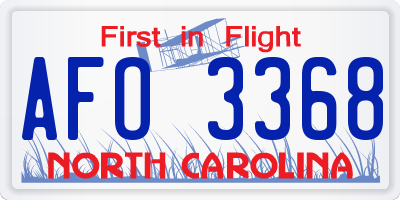 NC license plate AFO3368