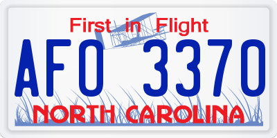 NC license plate AFO3370