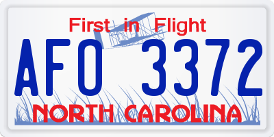 NC license plate AFO3372