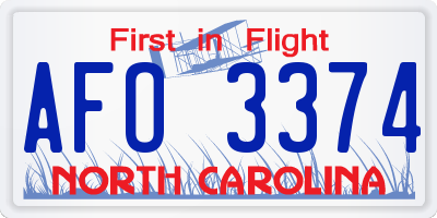 NC license plate AFO3374