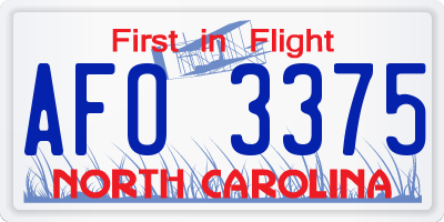 NC license plate AFO3375