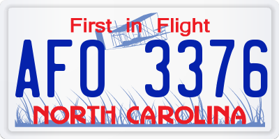 NC license plate AFO3376