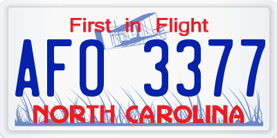 NC license plate AFO3377