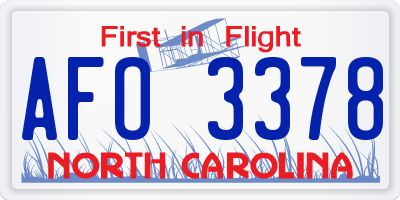 NC license plate AFO3378