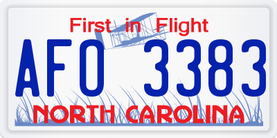 NC license plate AFO3383
