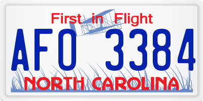 NC license plate AFO3384