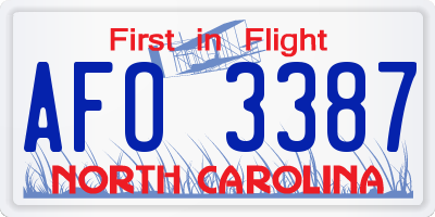 NC license plate AFO3387