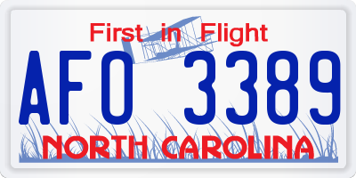NC license plate AFO3389