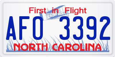 NC license plate AFO3392