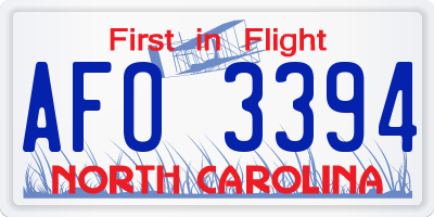 NC license plate AFO3394