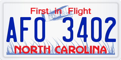 NC license plate AFO3402