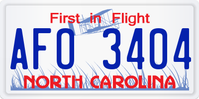 NC license plate AFO3404