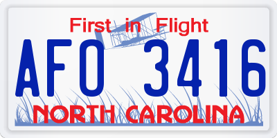 NC license plate AFO3416