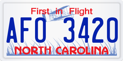 NC license plate AFO3420