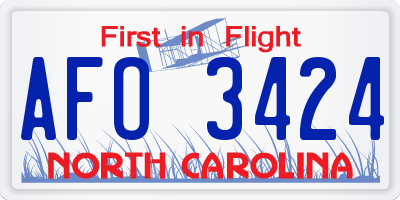 NC license plate AFO3424