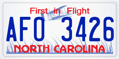 NC license plate AFO3426