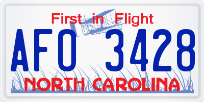 NC license plate AFO3428