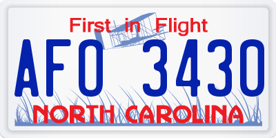 NC license plate AFO3430