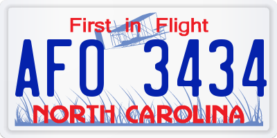 NC license plate AFO3434