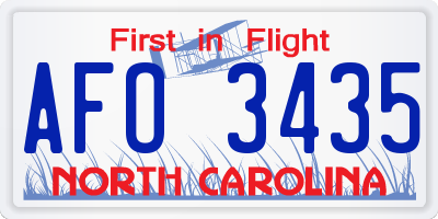 NC license plate AFO3435