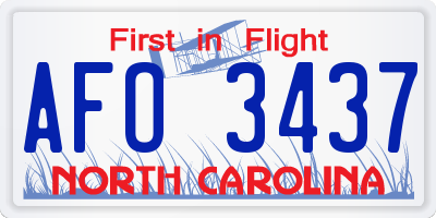 NC license plate AFO3437