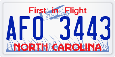 NC license plate AFO3443