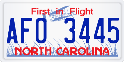 NC license plate AFO3445