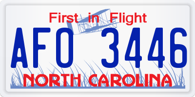 NC license plate AFO3446