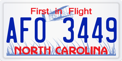 NC license plate AFO3449