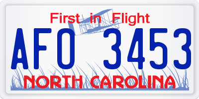 NC license plate AFO3453