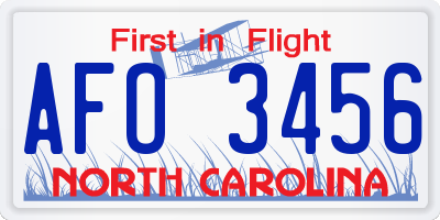 NC license plate AFO3456