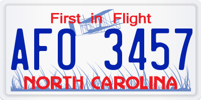 NC license plate AFO3457