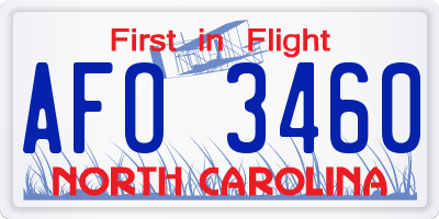 NC license plate AFO3460