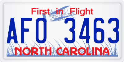 NC license plate AFO3463