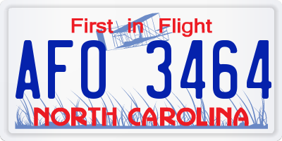 NC license plate AFO3464
