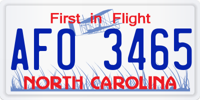 NC license plate AFO3465