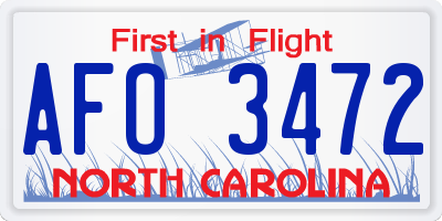 NC license plate AFO3472