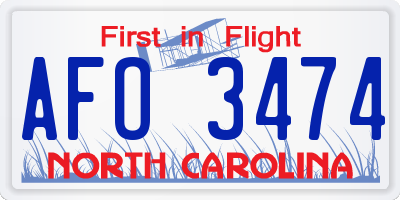NC license plate AFO3474