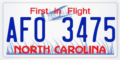 NC license plate AFO3475