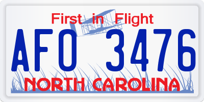 NC license plate AFO3476
