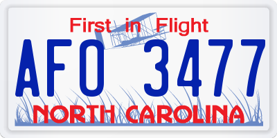 NC license plate AFO3477