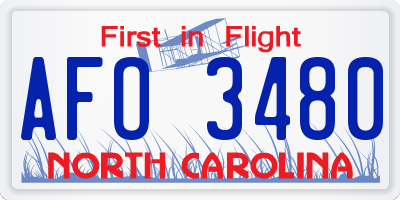 NC license plate AFO3480