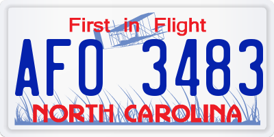 NC license plate AFO3483