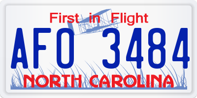 NC license plate AFO3484
