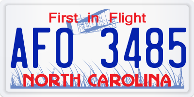 NC license plate AFO3485