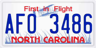 NC license plate AFO3486