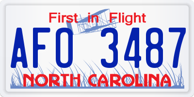 NC license plate AFO3487