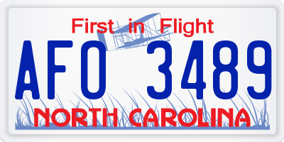 NC license plate AFO3489
