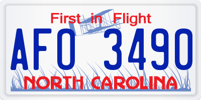 NC license plate AFO3490